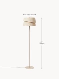 Stehlampe Nyla mit asymmetrischem Lampenschirm, Lampenschirm: Leinenstoff, Beige, H 160 cm