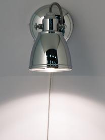 Verstelbare wandlamp Fjallbacka met stekker, Lampenkap: verchroomd metaal, Chroomkleurig, D 20 x H 17 cm