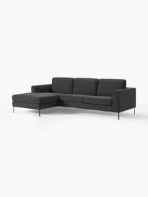 Sofa narożna Cucita (3-osobowa), Tapicerka: tkanina (100% poliester) , Nogi: metal lakierowany Materia, Antracytowa tkanina, S 262 x G 163 cm, lewostronna