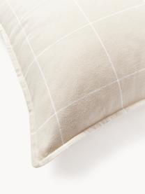 Federa reversibile in flanella di cotone a quadri Noelle, Beige chiaro, bianco, Larg. 50 x Lung. 80 cm