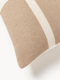 Handgewebte Kissenhülle Asta mit geometrischem Muster, 100 % Baumwolle, Beige, Hellbeige, B 50 x L 50 cm