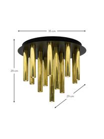 Glamorous plafondlamp Gocce, Lampenkap: gecoat metaal, Baldakijn: gecoat metaal, Zwart, goudkleurig, B 35 x H 29 cm