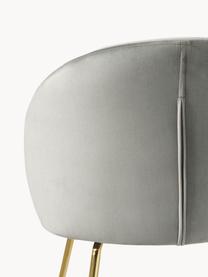 Fluwelen stoelen Luisa, 2 stuks, Bekleding: fluweel (100% polyester) , Poten: gepoedercoat metaal, Fluweel grijs, goudkleurig, B 59 x D 58 cm