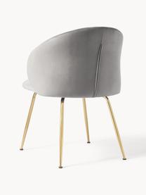 Fluwelen stoelen Luisa, 2 stuks, Bekleding: fluweel (100% polyester) , Poten: gepoedercoat metaal, Fluweel grijs, goudkleurig, B 59 x D 59 cm