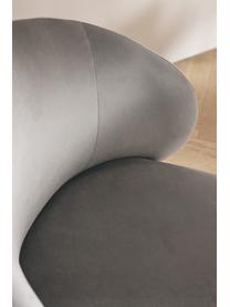 Fluwelen stoelen Luisa, 2 stuks, Bekleding: fluweel (100% polyester) , Poten: gepoedercoat metaal, Fluweel grijs, goudkleurig, B 59 x D 59 cm