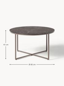 Okrúhly konferenčný stolík so sklenenou doskou s mramorovým vzhľadom Antigua, Čierna, mramorovaná, sivobéžová, Ø 80 cm