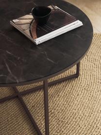 Tavolino rotondo da salotto con piano in vetro effetto marmo Antigua, Struttura: metallo ottonato, Taupe effetto marmo, taupe opaco, Ø 80 cm