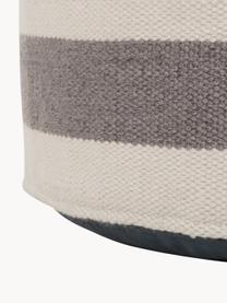 Gestreifter Pouf Lani, handgewebt, Bezug: 100% recyceltes Polyester, Cremeweiss, Grau, ∅ 65 x H 30 cm
