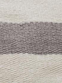 Gestreepte poef Lani, handgeweven, Bekleding: 100% gerecycled polyester, Crèmewit, taupe, Ø 65 x H 30 cm