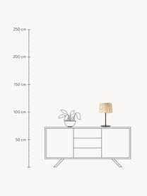 Lámpara de mesa LED solar con pantalla de ratán Kyra, Pantalla: ratán, Estructura: metal con pintura en polv, Beige claro, negro, Ø 25 x Al 48 cm