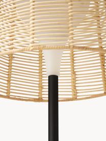 Solární stolní LED lampa s ratanovým stínidlem Kyra, Světle béžová, černá, Ø 25 cm, V 48 cm