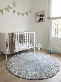 Tapis rond pour enfant avec lettres design ABC, Coton recyclé (80 % coton, 20 % autres fibres), Gris-bleu, Ø 150 cm (taille M)