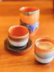 Ručne vyrobené keramické hrnčeky na kávu 70's, 4 ks, Keramika, Tóny hnedej, lomená biela, Ø 8 x V 7 cm, 230 ml