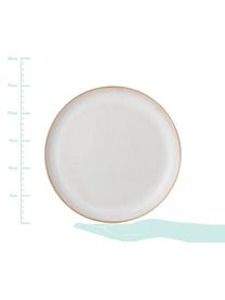 Assiettes plates faites à la main Carrie, 4 pièces, Blanc cassé, brun