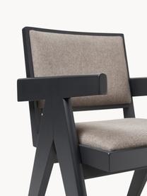 Chaise rembourrée en bois Sissi, Tissu grège, cadre noir, larg. 58 x prof. 52 cm