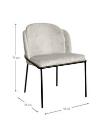 Sedia imbottita in velluto Polly, Rivestimento: velluto (100% poliestere), Gambe: metallo, Velluto greige, nero, Larg. 57 x Prof. 55 cm