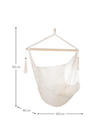 Závesné kreslo so strapcami Kauana, Krémovobiela, jedľové drevo, Š 100 x V 130 cm