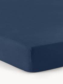 Drap-housse en flanelle pour surmatelas Biba, Bleu foncé, larg. 200 x long. 200 cm, haut. 15 cm