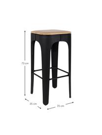 Sgabello da bar Up-High, Seduta: legno di frassino massicc, Gambe: polipropilene, opaco vern, Seduta: legno di frassino Gambe: nero Poggiapiedi: nero, L 35 x A 73 cm