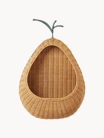 Ręcznie wykonana półka z rattanu Pear, Rattan, Jasny brązowy, zielony, S 46 x W 68 cm