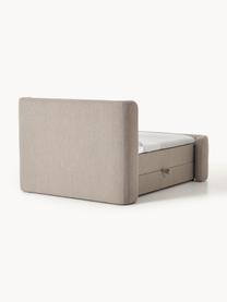 Bouclé-Boxspringbett Perla mit Stauraum, Bezug: Bouclé (71 % Polyacryl, 2, Matratze: 7-Zonen-Taschenfederkernm, Bouclé Taupe, B 140 x L 200, Härtegrad H2