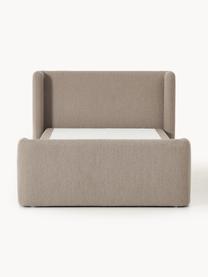 Bouclé-Boxspringbett Perla mit Stauraum, Bezug: Bouclé (71 % Polyacryl, 2, Matratze: 7-Zonen-Taschenfederkernm, Bouclé Taupe, B 140 x L 200, Härtegrad H2