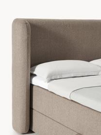 Bouclé-Boxspringbett Perla mit Stauraum, Bezug: Bouclé (71 % Polyacryl, 2, Matratze: 7-Zonen-Taschenfederkernm, Bouclé Taupe, B 140 x L 200, Härtegrad H2