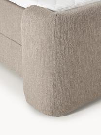 Bouclé-Boxspringbett Perla mit Stauraum, Bezug: Bouclé (71 % Polyacryl, 2, Matratze: 7-Zonen-Taschenfederkernm, Bouclé Taupe, B 140 x L 200, Härtegrad H2