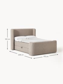 Bouclé-Boxspringbett Perla mit Stauraum, Bezug: Bouclé (71 % Polyacryl, 2, Matratze: 7-Zonen-Taschenfederkernm, Bouclé Taupe, B 140 x L 200, Härtegrad H2