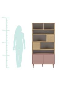 Kast Horizon, Frame: melamine gecoate spaanpla, Poten: gelakt massief beukenhout, Eikenhout, oudroze, 90 x 180 cm