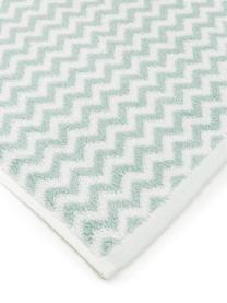 Serviette de toilette coton pur à imprimé zigzag Liv, 2 pièces, Blanc & vert menthe, à imprimé, Serviettes invité, larg. 30 x long. 50 cm, 2 pièces