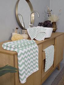 Handdoek Liv met zigzag patroon, 2 stuks, 100% katoen, middelzware kwaliteit, 550 g/m², Groen, wit, Gastendoekje, B 30 x L 50 cm, 2 stuks