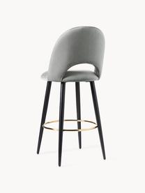 Chaise de bar en velours Rachel, Velours gris clair, larg. 48 x haut. 110 cm