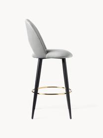 Chaise de bar en velours Rachel, Velours gris clair, larg. 48 x haut. 110 cm