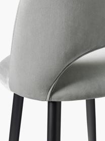Chaise de bar en velours Rachel, Velours gris clair, larg. 48 x haut. 110 cm