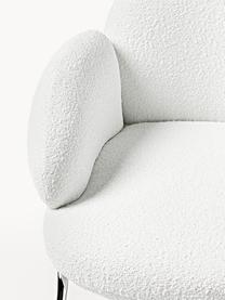 Sillón cóctel en tejido bouclé Luan, Tapizado: tejido bouclé (100% polié, Patas: acero inoxidable El mater, Bouclé blanco, An 76 x F 79 cm