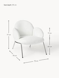 Sillón cóctel en tejido bouclé Luan, Tapizado: tejido bouclé (100% polié, Patas: acero inoxidable El mater, Bouclé blanco, An 76 x F 79 cm