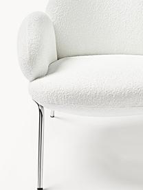 Sillón cóctel en tejido bouclé Luan, Tapizado: tejido bouclé (100% polié, Patas: acero inoxidable El mater, Bouclé blanco, An 76 x F 79 cm