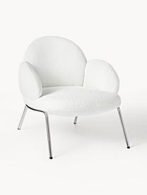 Fauteuil cocktail en tissu bouclé Luan, Tissu bouclé, blanc, larg. 76 x prof. 79 cm