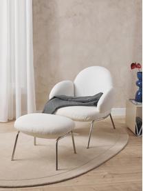 Sillón cóctel en tejido bouclé Luan, Tapizado: tejido bouclé (100% polié, Patas: acero inoxidable El mater, Bouclé blanco, An 76 x F 79 cm