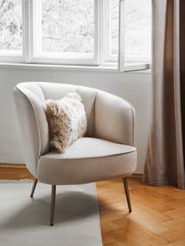 Fauteuil cocktail en velours Louise, Velours blanc crème, pieds dorés, larg. 76 x prof. 75 cm