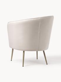 Sillón cóctel de terciopelo Louise, Tapizado: terciopelo (poliéster) Al, Patas: metal recubierto, Terciopelo blanco crema, dorado, An 76 x F 75 cm