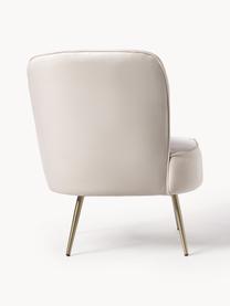 Fauteuil cocktail en velours Louise, Velours blanc crème, pieds dorés, larg. 76 x prof. 75 cm