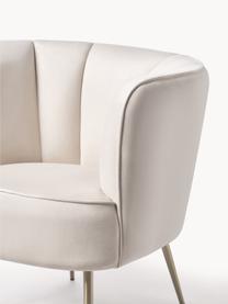 Fauteuil cocktail en velours Louise, Velours blanc crème, pieds dorés, larg. 76 x prof. 75 cm