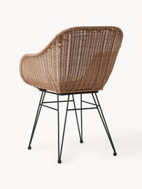 Polyratanové stoličky s opierkami Costa, 2 ks, Svetlohnedá, čierna, Š 57 x H 58 cm