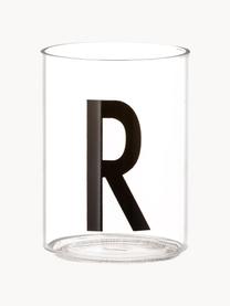 Design Wasserglas Personal mit Buchstaben (Varianten von A bis Z), Borosilikatglas, Transparent, Schwarz, Wasserglas A, 300 ml