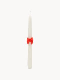 Handbemalte Stabkerzen Classic Bow, 2 Stück, Paraffin, Weiss, Rot, H 26 cm