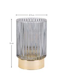 LED-Kerze Ribbed mit Glas, glas, Blau, Ø 9 x H 13 cm