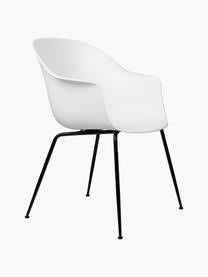 Krzesło z podłokietnikami Bat, Nogi: metal powlekany, Czarny, biały, S 61 x G 56 cm