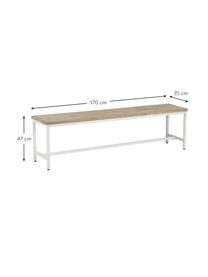 Banco de madera maciza Raw, Asiento: madera de mango maciza, c, Estructura: metal con pintura en polv, Asiento: madera de mango, Estructura: blanco mate, An 170 x Al 47 cm